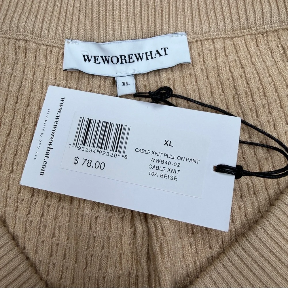 Cable knit Cream Color Wide-Leg pull on Pants - Picture 12 of 12